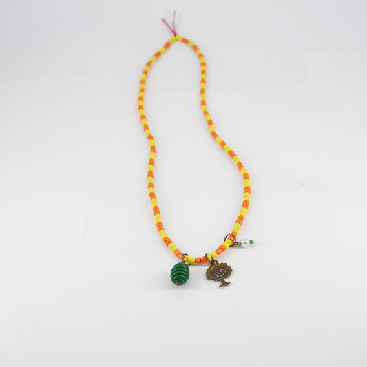 Yellow/orange multicharms necklace
