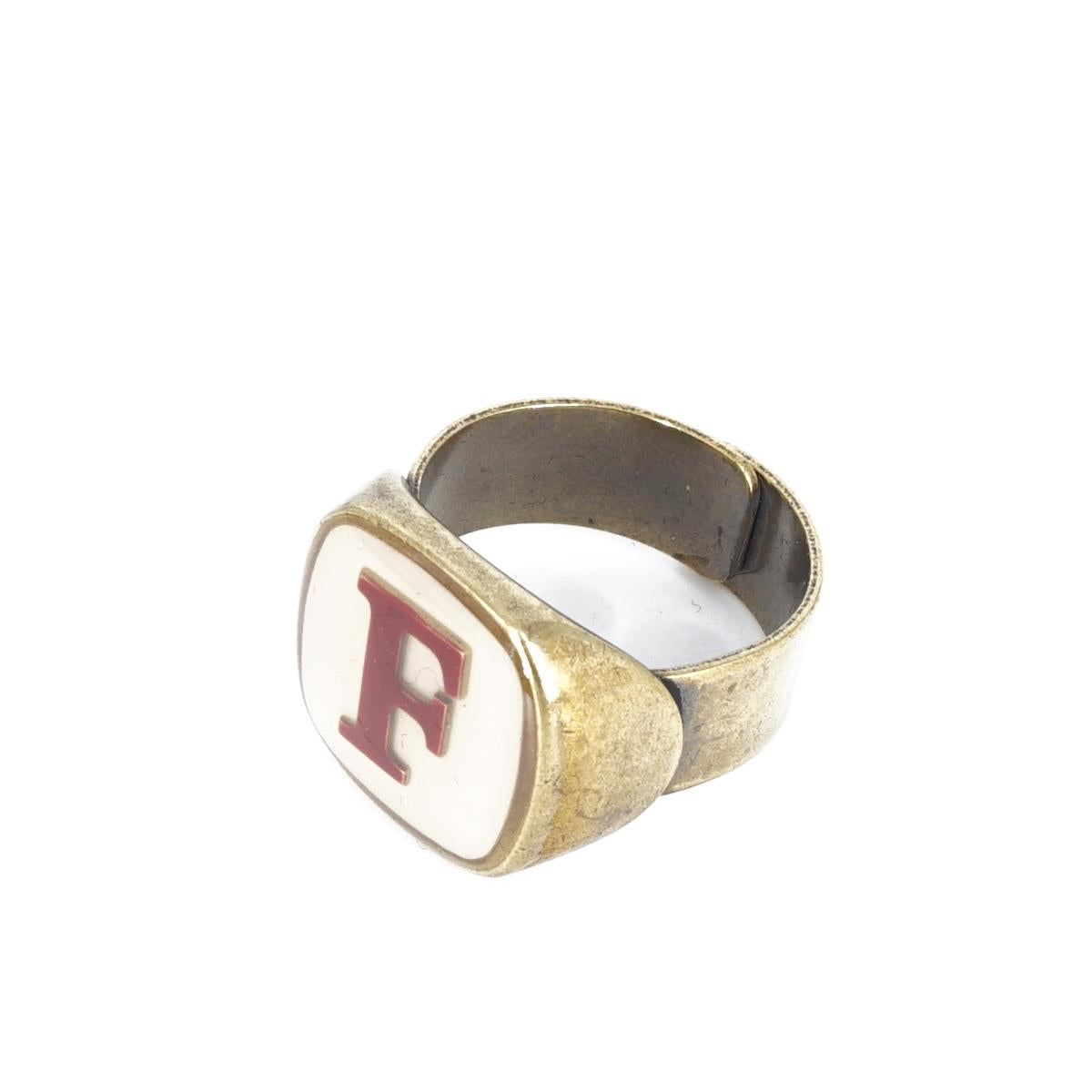 ANELLO LETTERA F AVORIO ANELLO LETTERA F AVORIO E BORDEAUX UNIQUE UNCONVENTIONAL DETAILS 