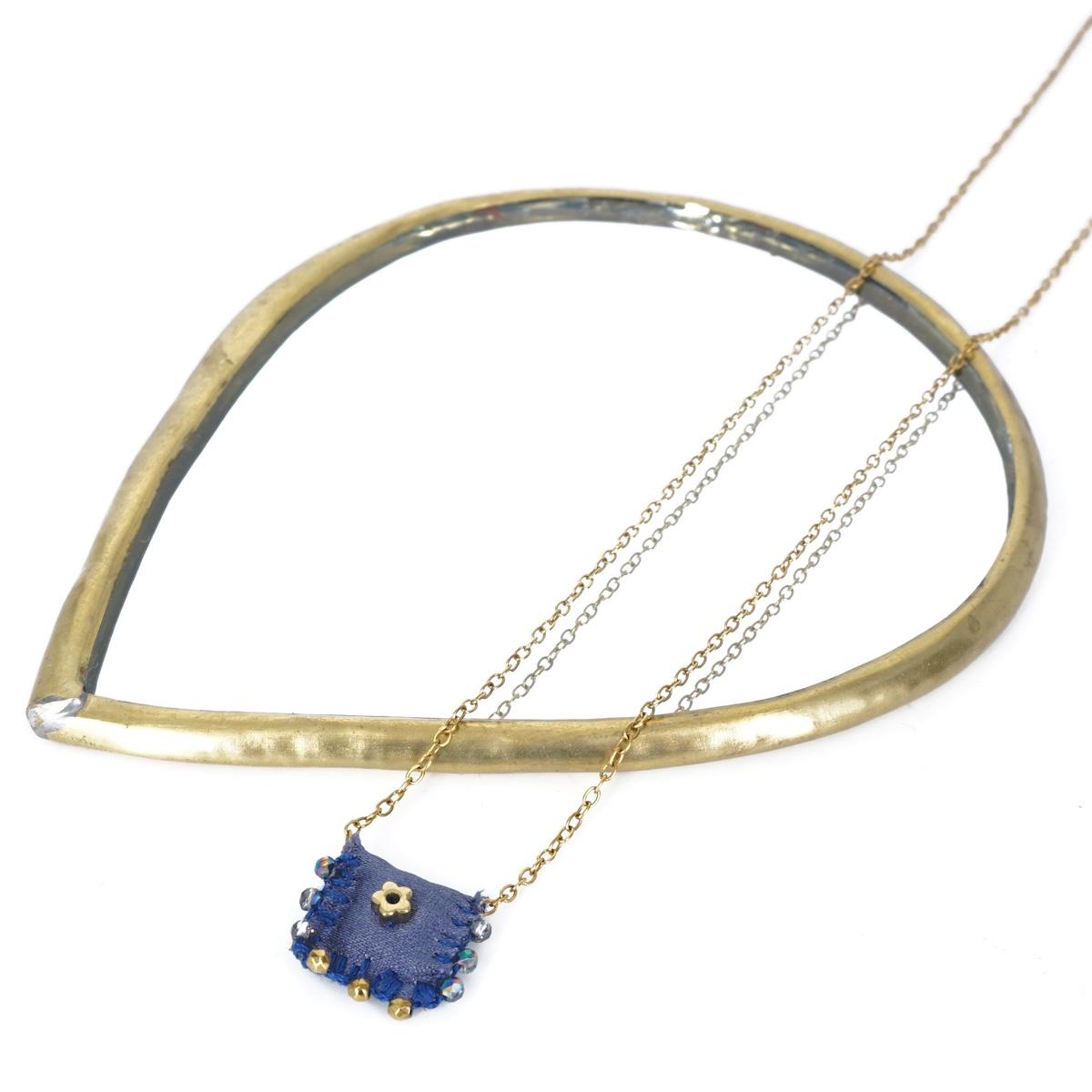 Collana seta con FIORELLINO BLU COLLANA SETA FIORELLINO BLU EIKOSITRIA 
