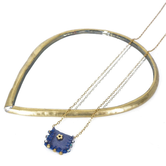 Collana seta con FIORELLINO BLU COLLANA SETA FIORELLINO BLU EIKOSITRIA 