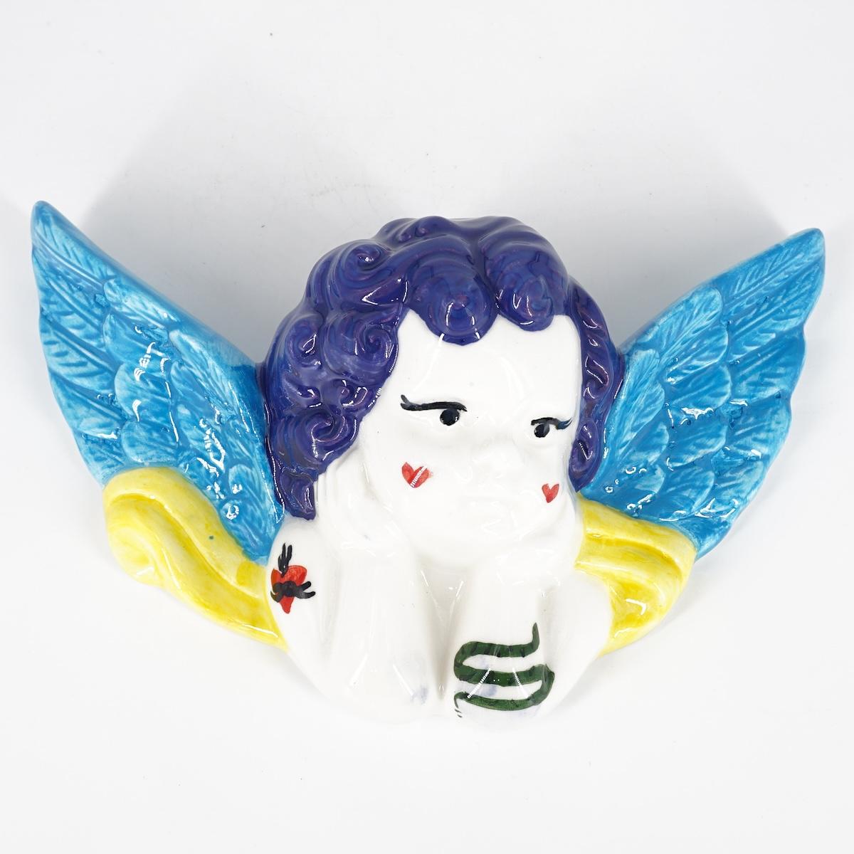 Angelo TATTOO ali azzurre ANGELO CAPELLI BLU TATTOO ALI AZZURRE ZENJI CERAMICS 