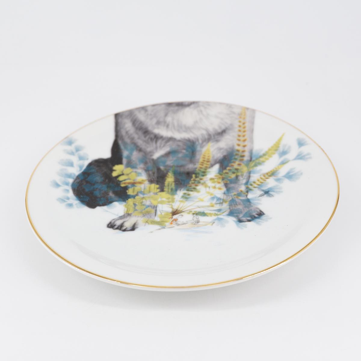 Pair of tea and coffee plates FRENCH BULLDOG