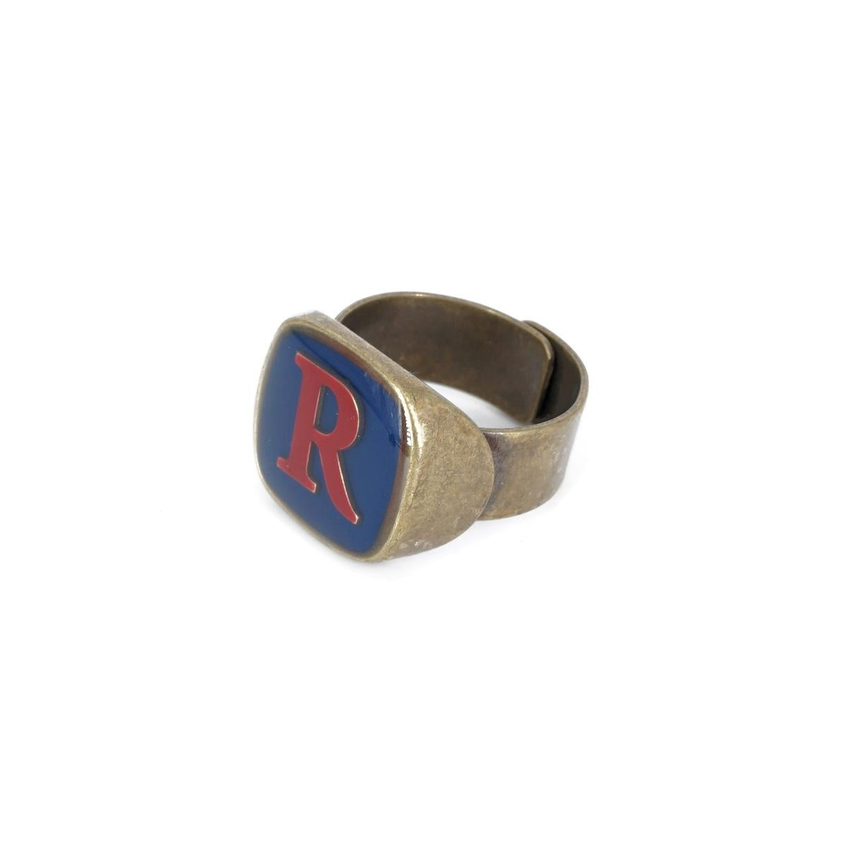 ANELLO LETTERA R BLU ANELLO LETTERA R BLU E ROSSO UNIQUE UNCONVENTIONAL DETAILS 