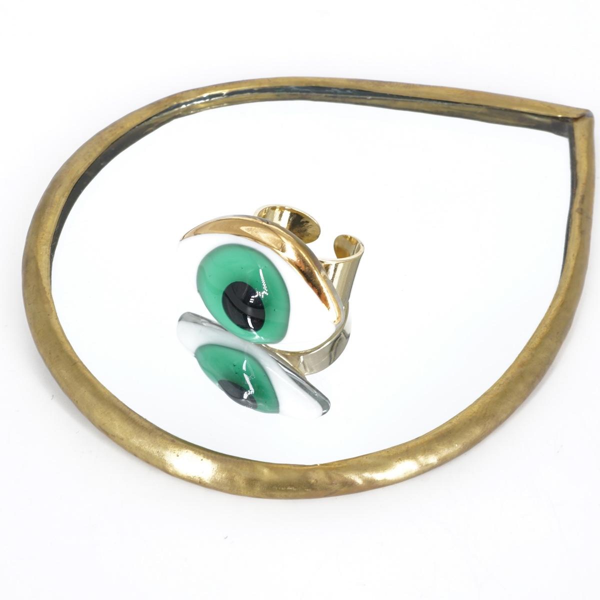 Anello occhio VERDE ACQUA small ANELLO OCCHIO SMALL VERDE ACQUA VETRO FUSO 