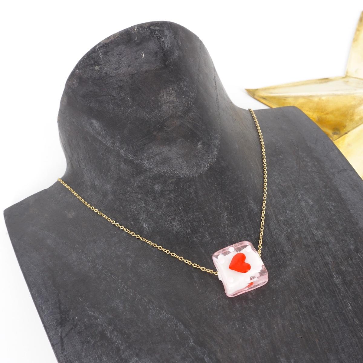 Collana vetro CUORE ROSA COLLANA CHARM VETRO CUORE ROSA SVEVA 