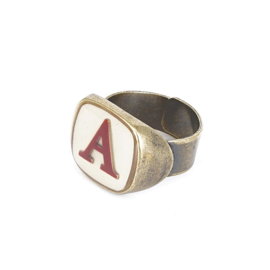 ANELLO LETTERA A AVORIO ANELLO LETTERA A AVORIO E BORDEAUX UNIQUE UNCONVENTIONAL DETAILS 