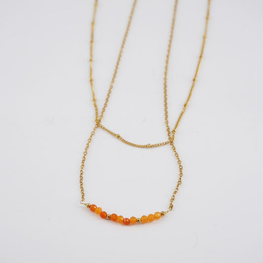 Double necklace with ORANGE BEADS