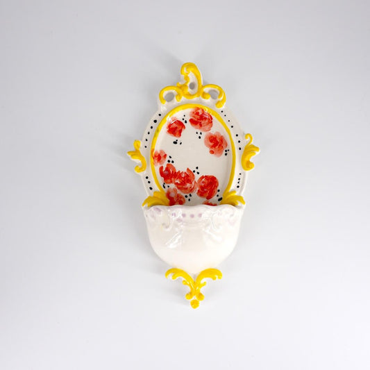 Acquasantiera small barocca GIALLO E ROSA