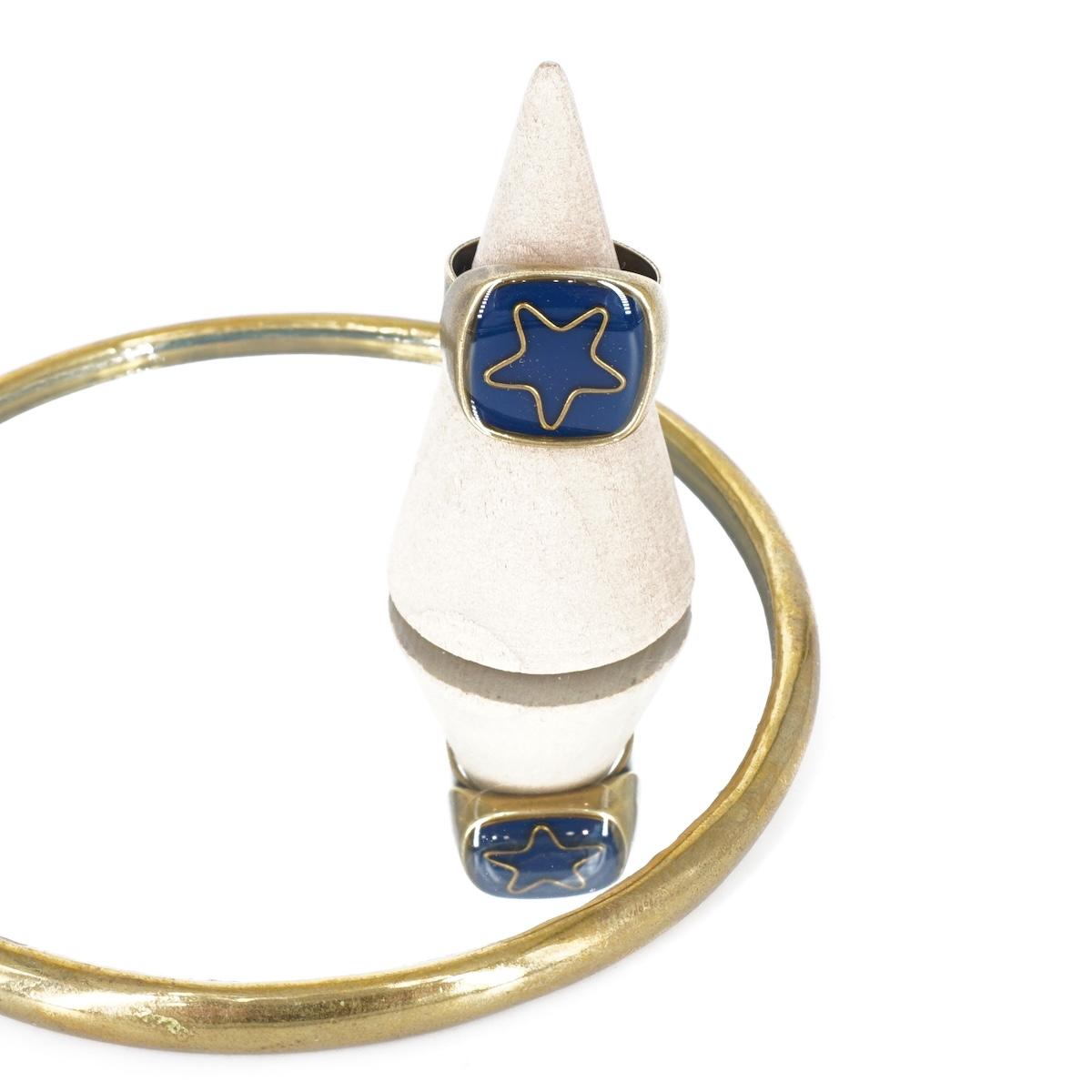 ANELLO STELLA VERDE BLU ANELLO STELLA BLU UNIQUE UNCONVENTIONAL DETAILS 