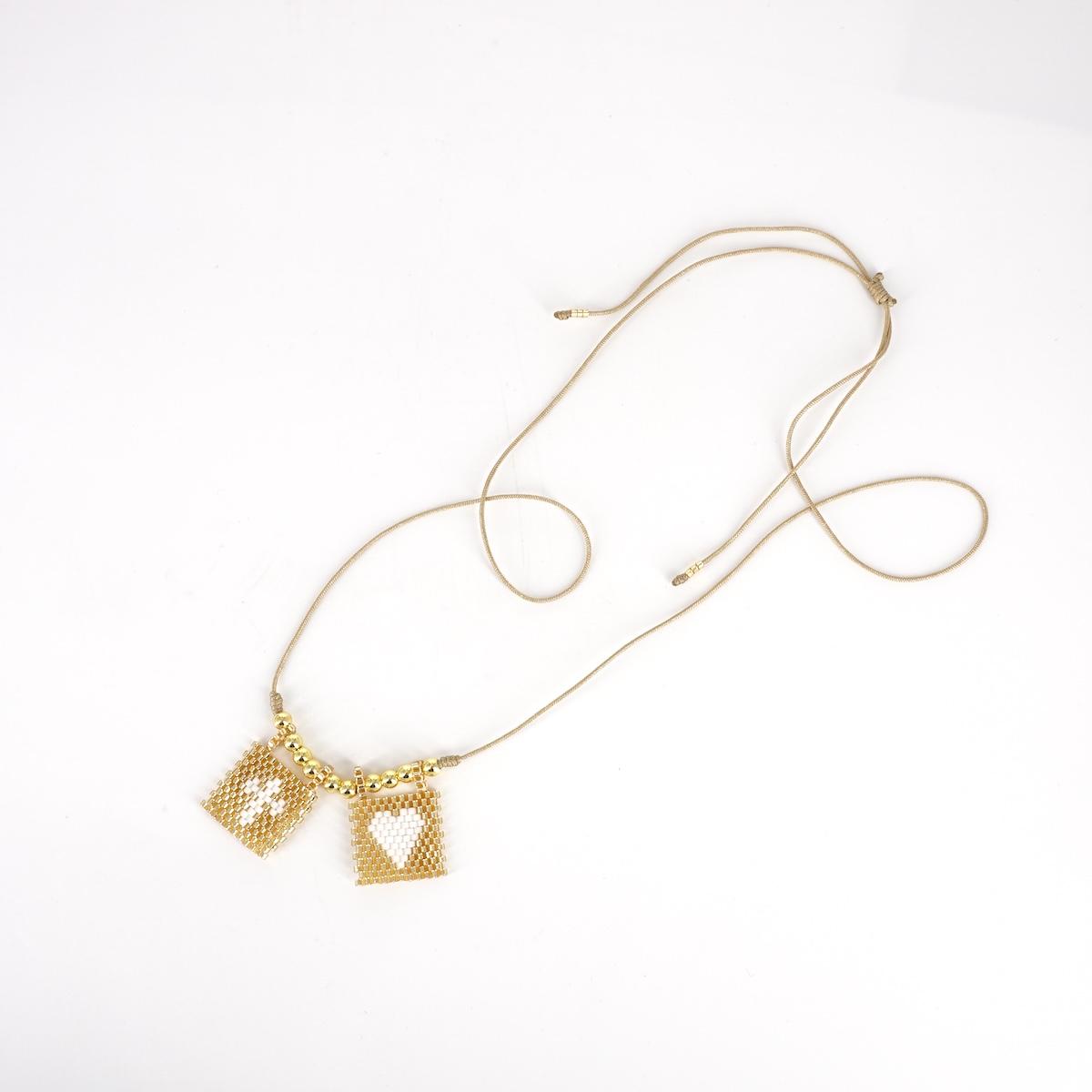Collana TELAIO DOPPIO cordino ORO E BIANCO