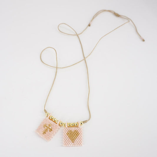 Collana TELAIO DOPPIO cordino ROSA E ORO