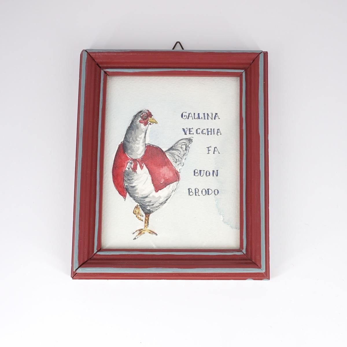 CATERINA BERTA GALLINA VECCHIA QUAD. DECO. ROSSO/AZZ