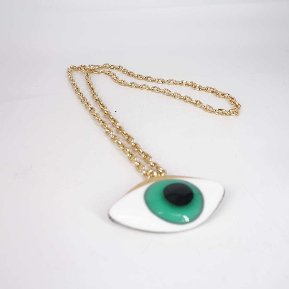 Collana occhio large VERDE ACQUA<BR/> COLLANA OCCHIO LARGEVERDE ACQUA VETRO FUSO 