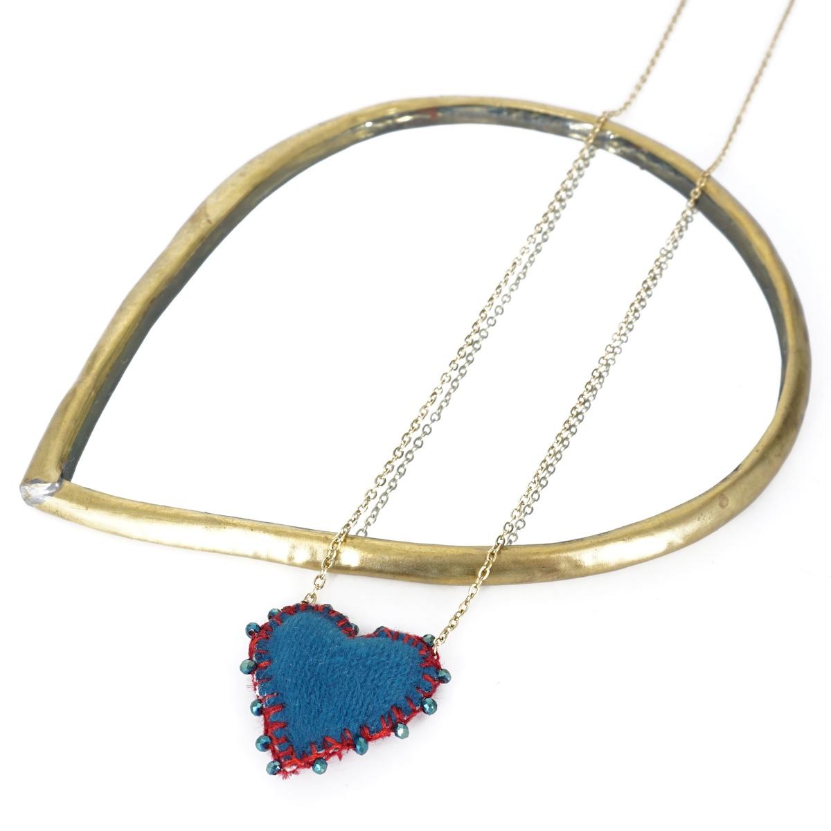COLLANA CUORE DOUBLE FACE ROSSO E BLU JEANS COLLANA CUORE DOUBLE FACE ROSSO BLU JEANS EIKOSITRIA 