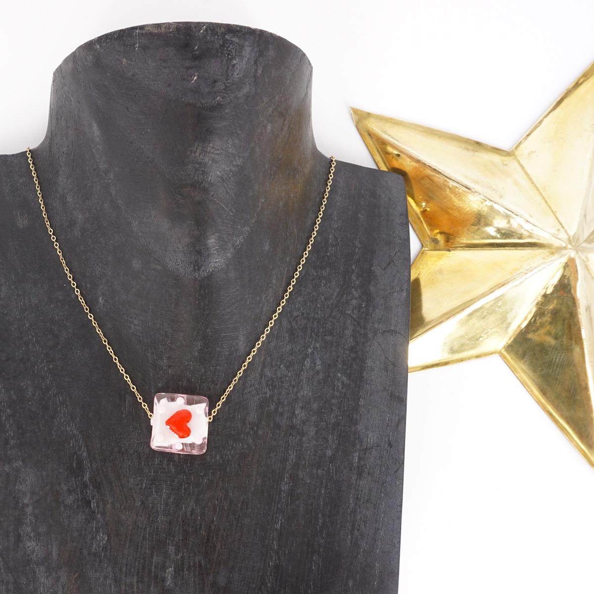 Collana vetro CUORE ROSA COLLANA CHARM VETRO CUORE ROSA SVEVA 