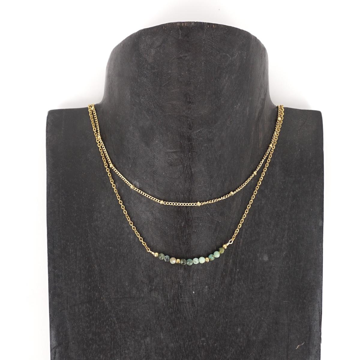 COLLANA DOPPIA CON PERLINE MULTIVERDI