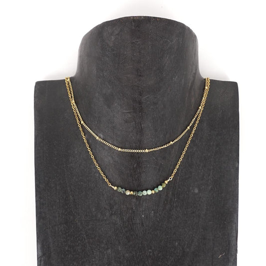 COLLANA DOPPIA CON PERLINE MULTIVERDI