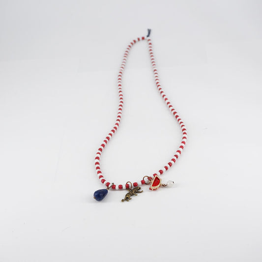White/pink multicharms necklace