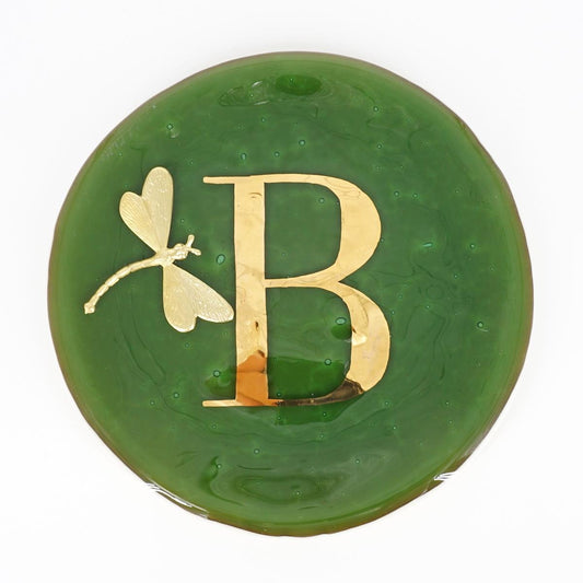 Piatto lettera e charm B GIADA PIATTO LETTERA+CHARM B GIADA VETRO FUSO 