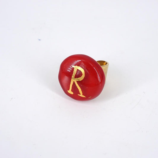 VETRO FUSO ANELLO LETTERAR ROSSO