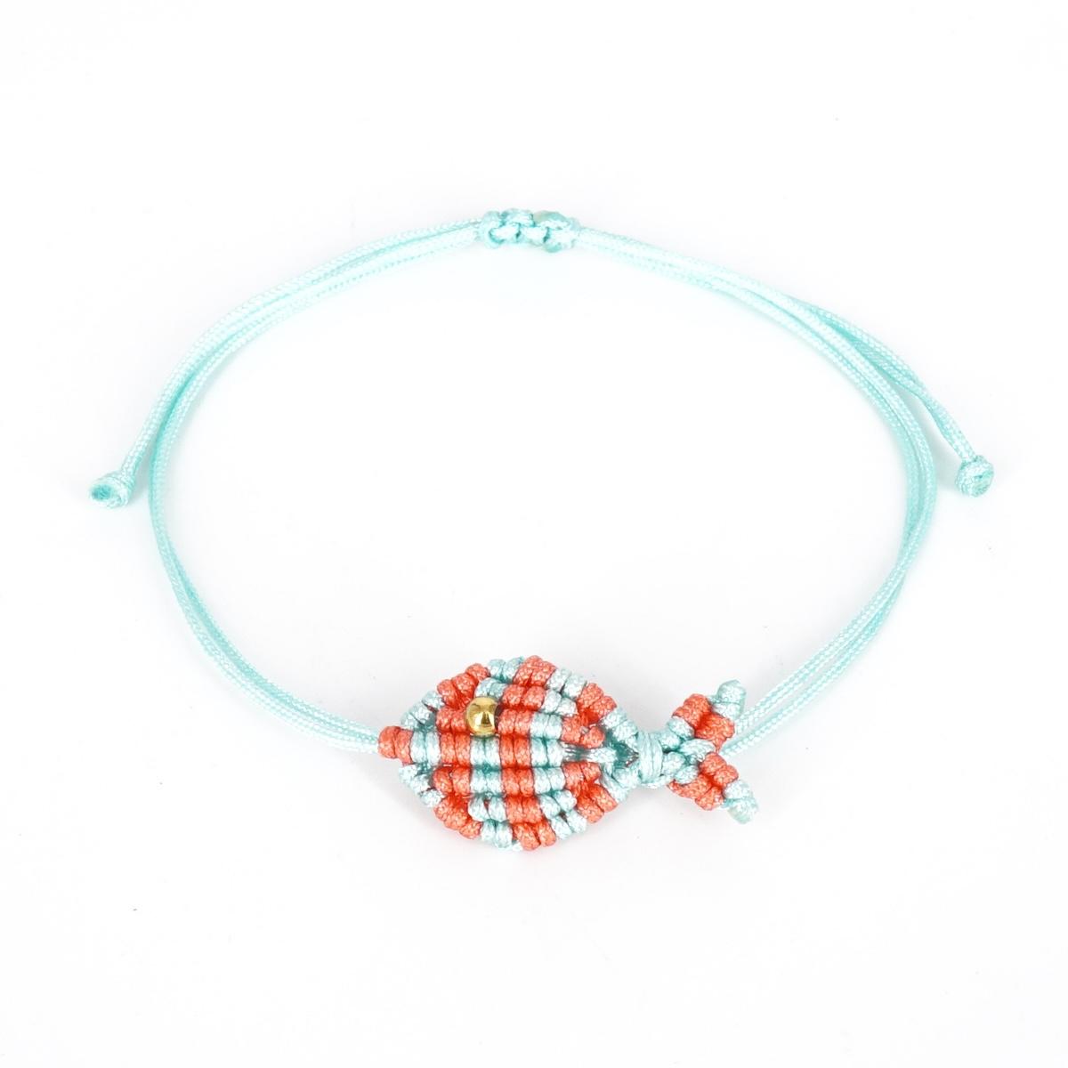 Bracciale PESCIOLINO A RIGHE VERDE ACQUA CHIARO E ROSA SALMONE BRACCIALE PESCIOLINO RIGHE VERDE ACQUA CHIARO/ROSA NOMADEA 