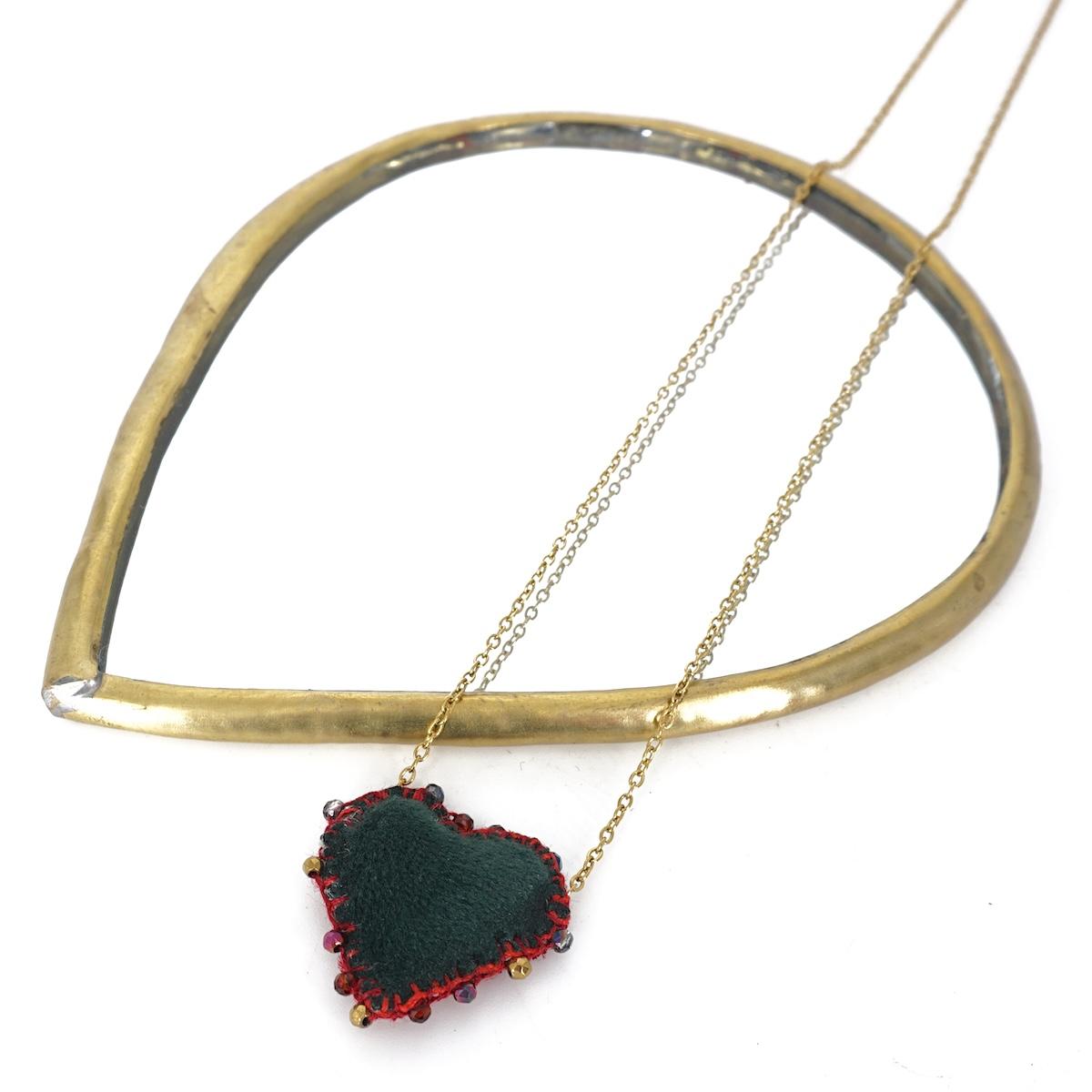 COLLANA CUORE DOUBLE FACE ROSSO E VERDE SCURO COLLANA CUORE DOUBLE FACE ROSSO VERDE SCURO EIKOSITRIA 