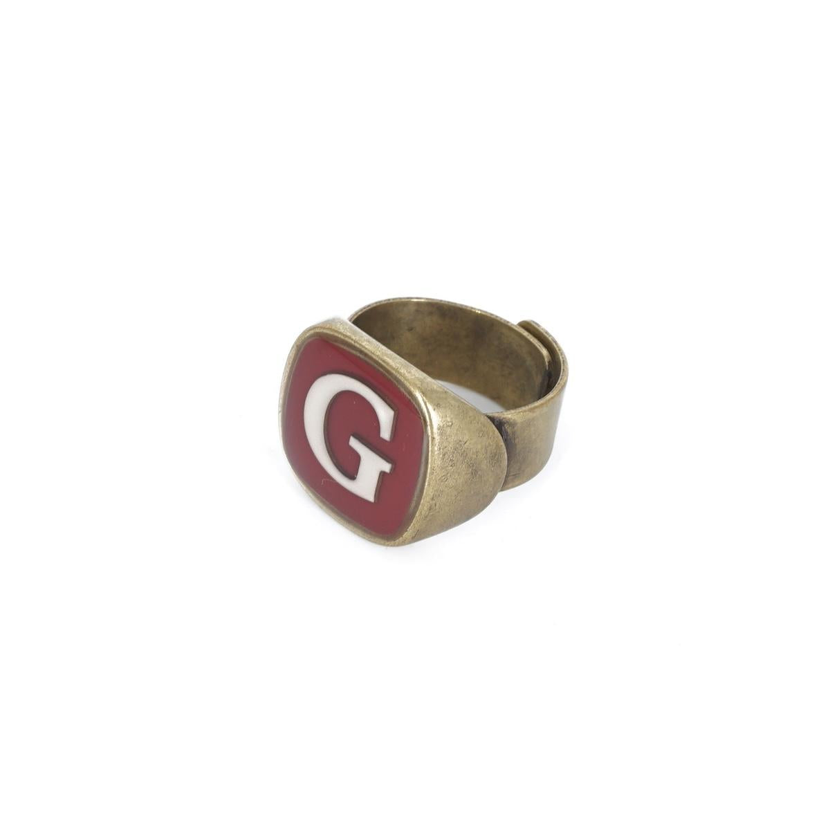 ANELLO LETTERA G BORDEAUX ANELLO LETTERA G BORDEAUX E AVORIO UNIQUE UNCONVENTIONAL DETAILS 