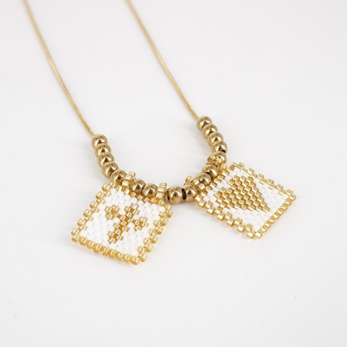Collana TELAIO DOPPIO catenina BIANCO E ORO