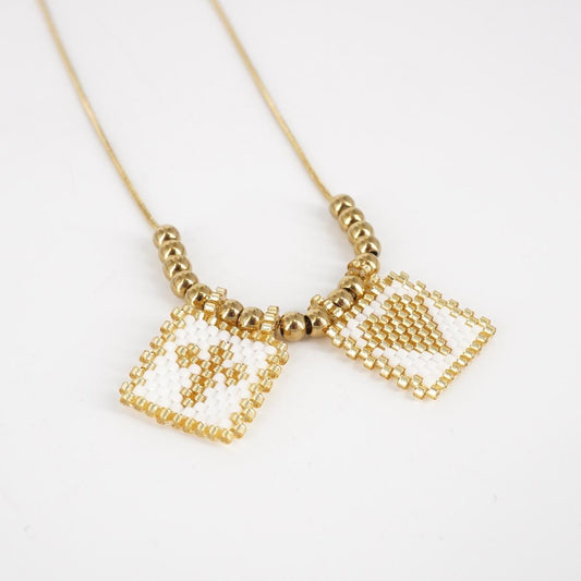 Collana TELAIO DOPPIO catenina BIANCO E ORO