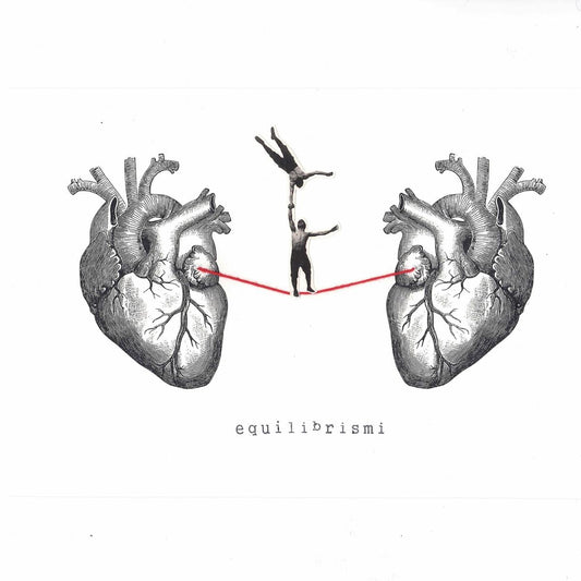 Babel STAMPA EQUILIBRISMI CUORE CUORE2 UOMINI BIANCO