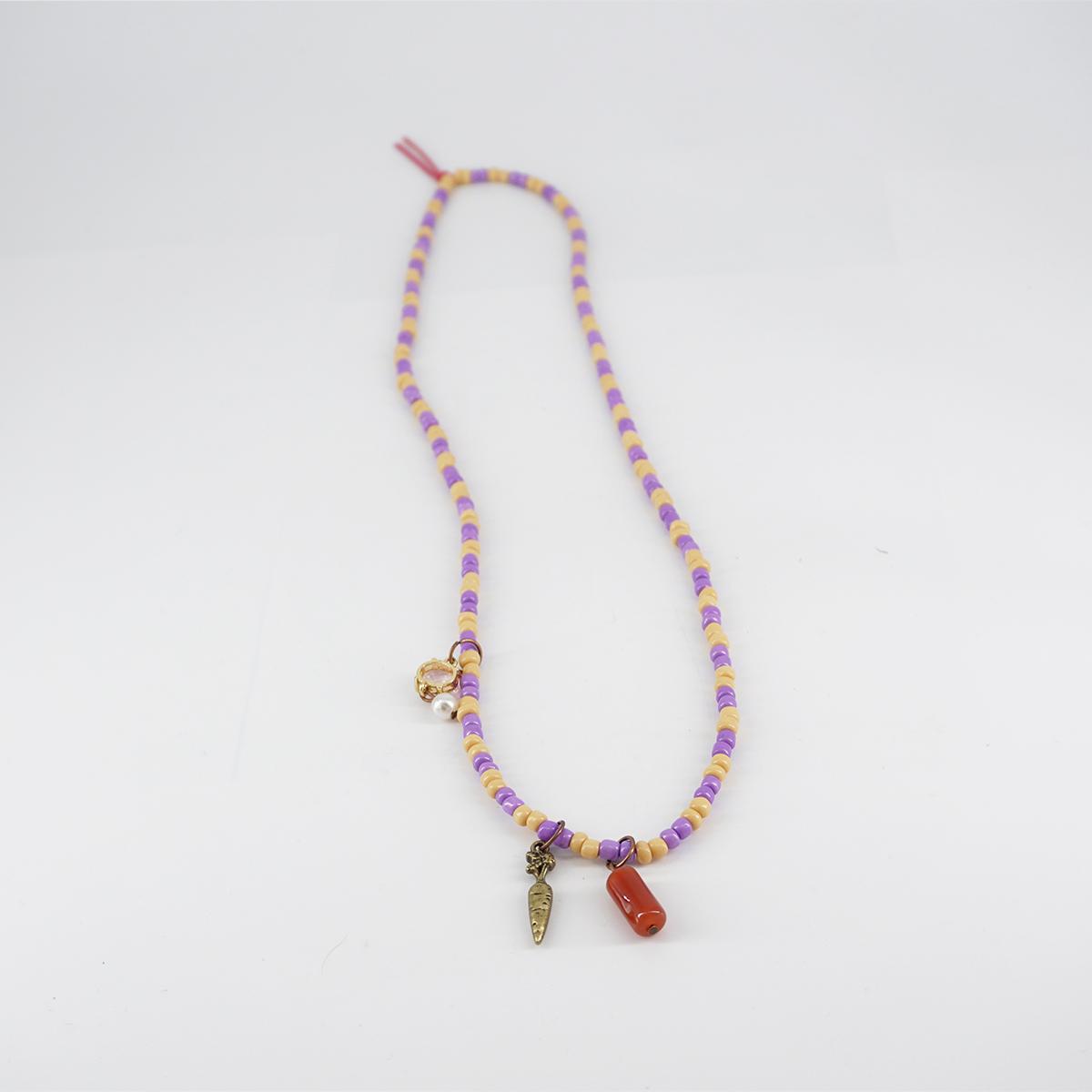 Yellow/Pink Multicharms Necklace
