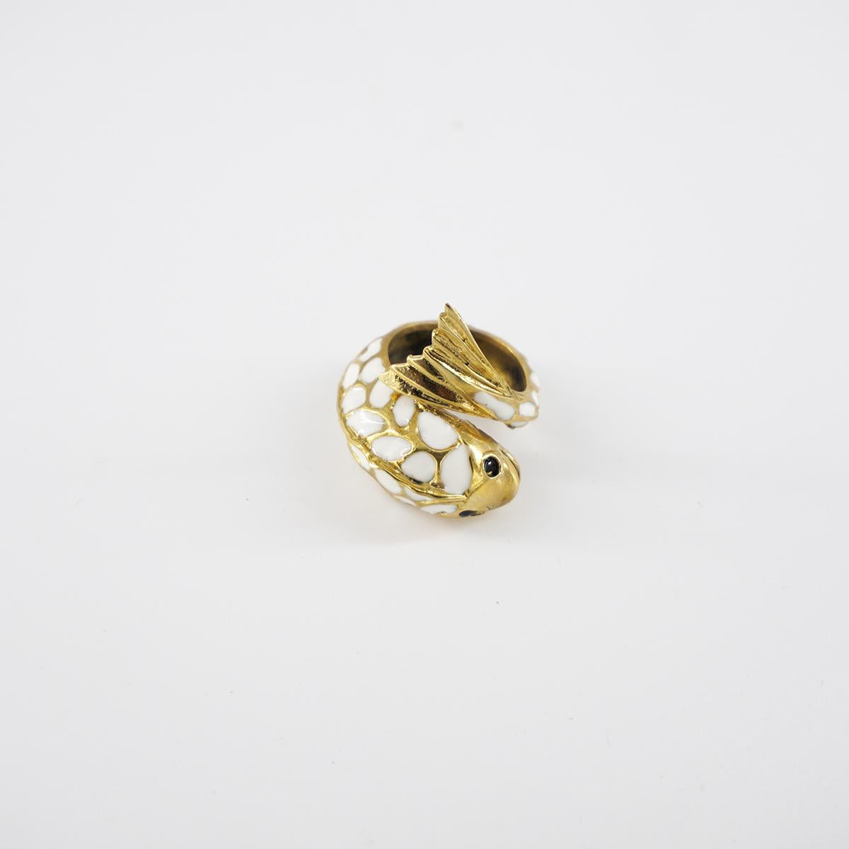BAGUE CARPE ÉMAIL BLANC