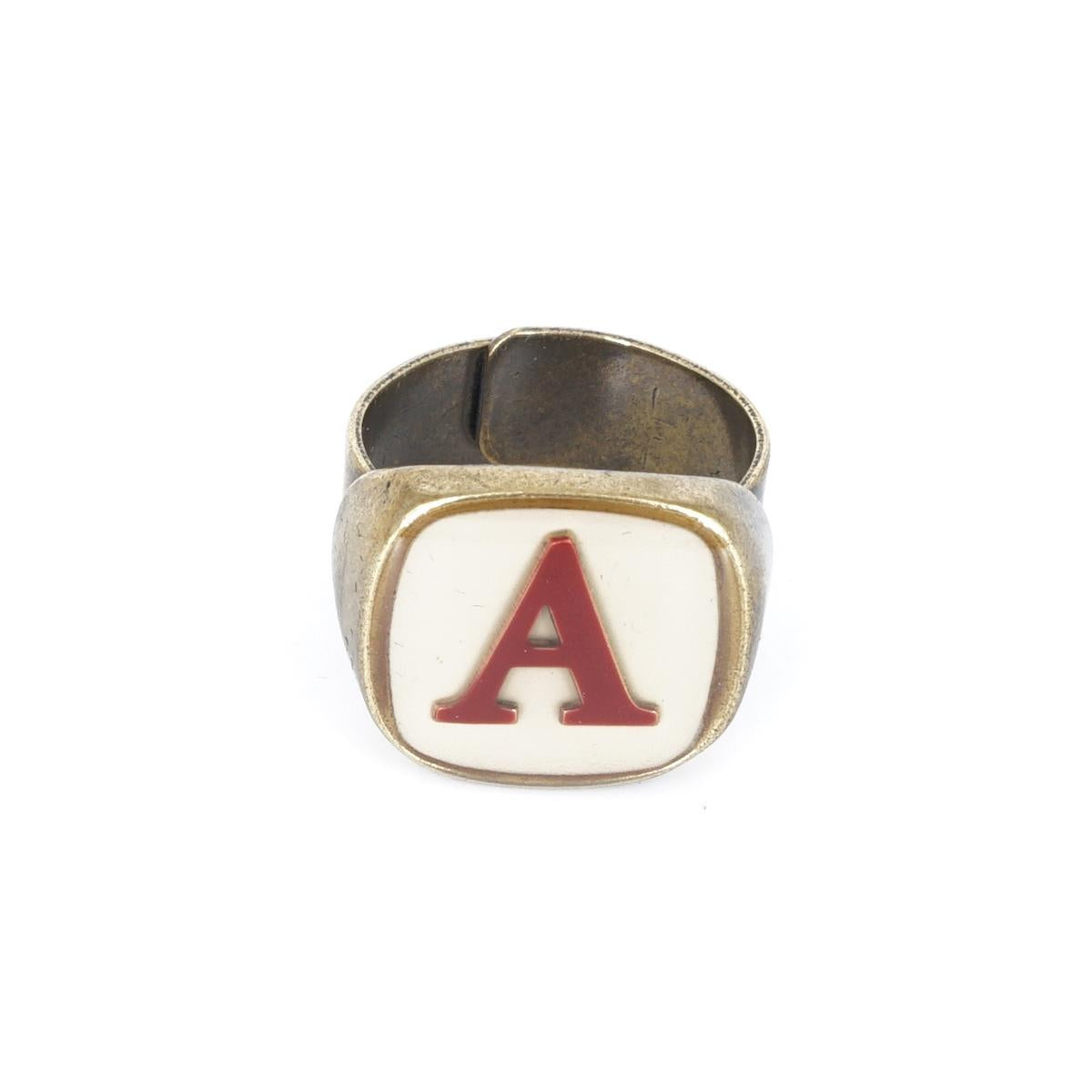 ANELLO LETTERA A AVORIO ANELLO LETTERA A AVORIO E BORDEAUX UNIQUE UNCONVENTIONAL DETAILS 