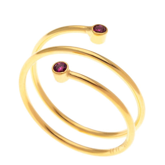 ARTEON ANELLO SPIRALE E PIETRE ROSSO