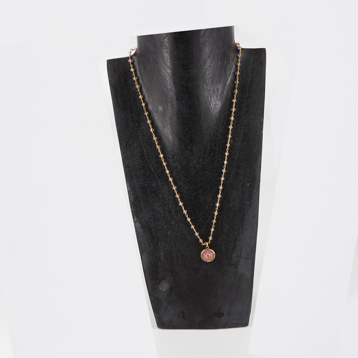 Collana bottone rosario Rosa Antico COLLANA BOTTONE ROSARIO ROSA ANTICO ANNA FADDA 