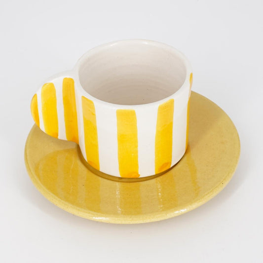 TAZZINA CAFFè CON PIATTINO RIGHE LARGHE GIALLE TAZZINA CAFFÈ RIGHE LARGHE GIALLE NICOLE 