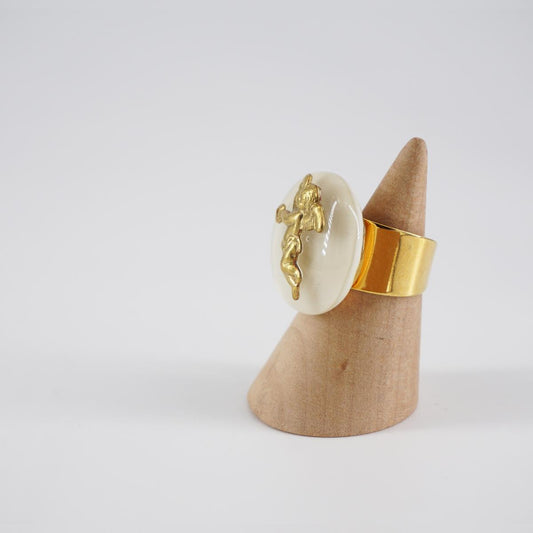 Anello charm CHERUBINO AVORIO ANELLO CHARM CHERUBINO AVORIO VETRO FUSO 