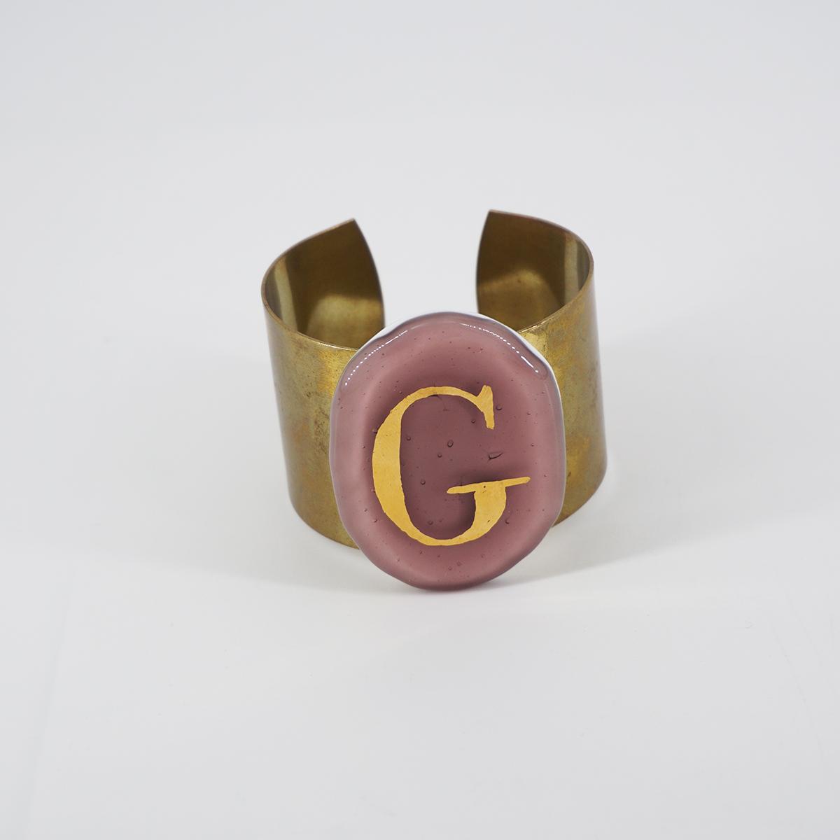 Bracciale fascia lettera G BRACCIALE FASCIA LETTERA G VETRO FUSO 