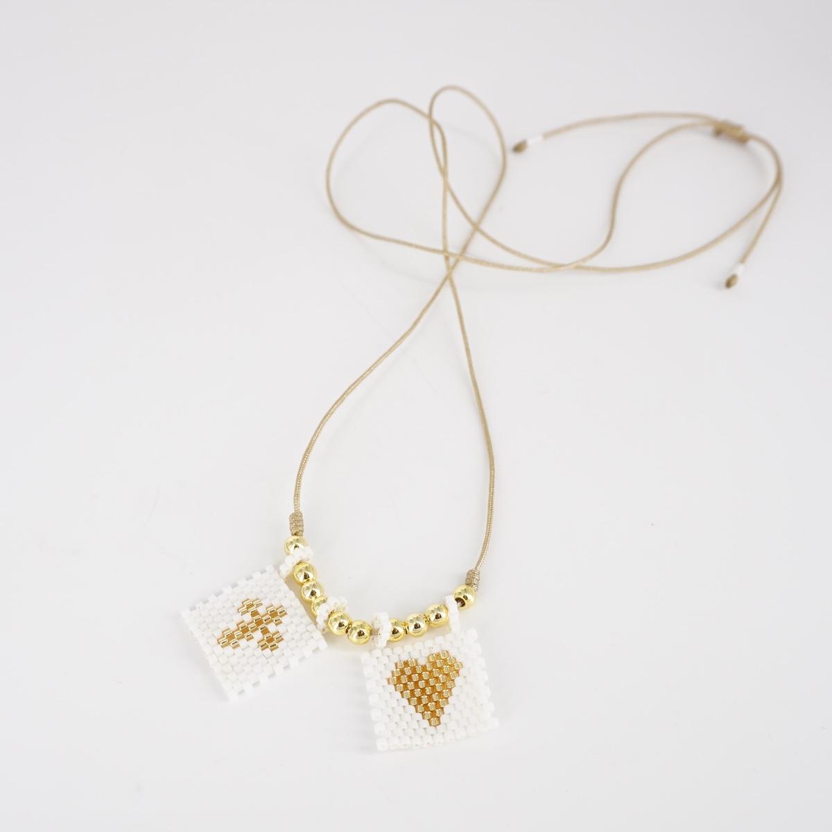 Collana TELAIO DOPPIO cordino BIANCO E ORO