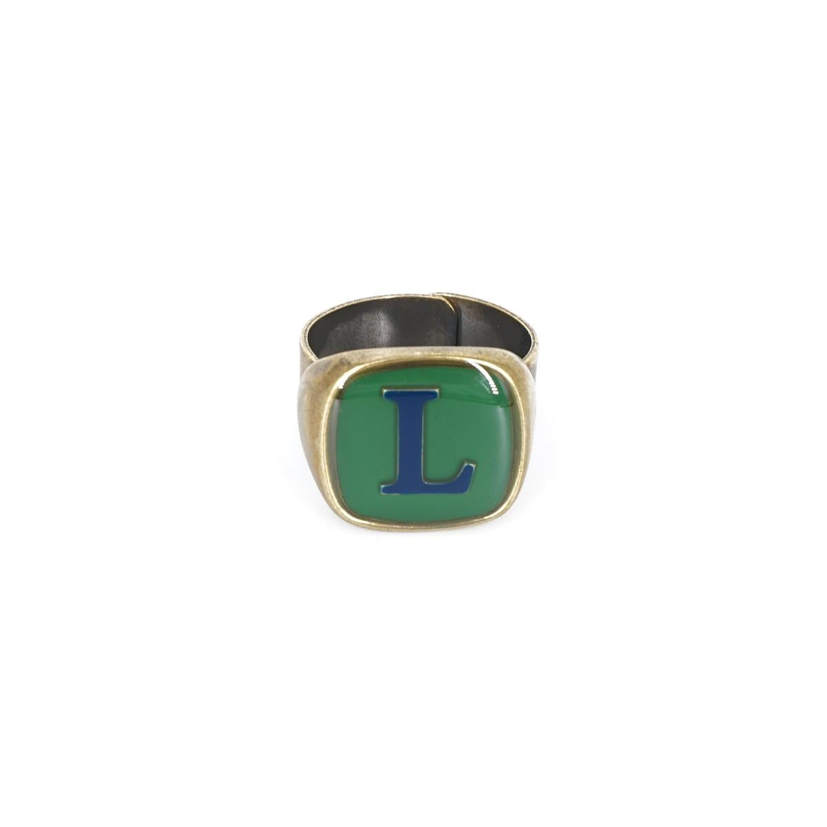 ANELLO LETTERA L VERDE ANELLO LETTERA L VERDE E BLU UNIQUE UNCONVENTIONAL DETAILS 