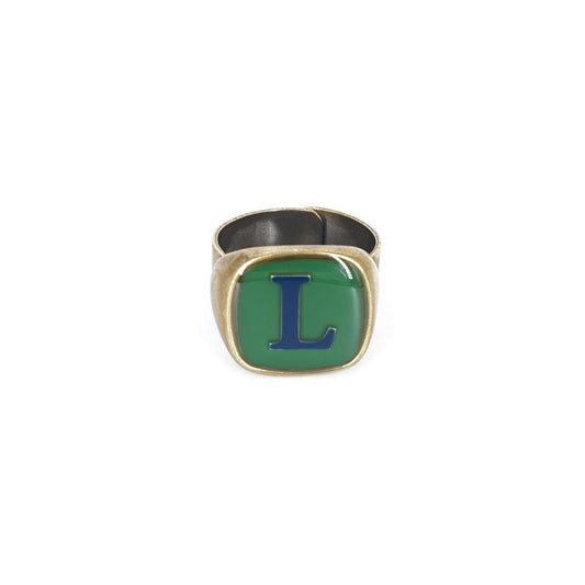 ANELLO LETTERA L VERDE ANELLO LETTERA L VERDE E BLU UNIQUE UNCONVENTIONAL DETAILS 