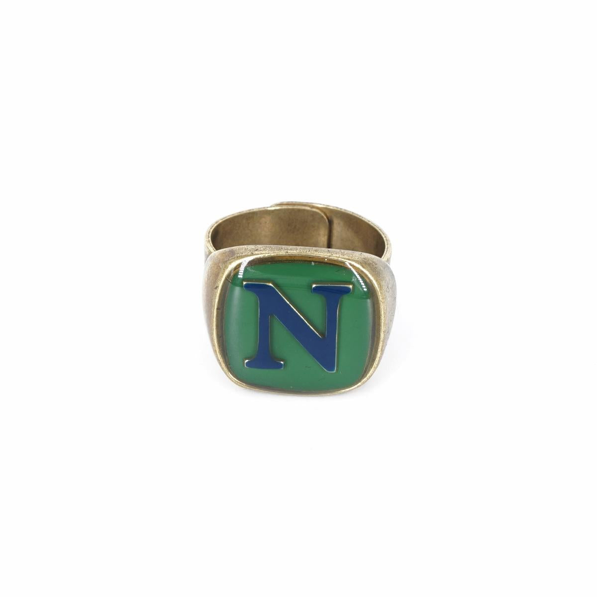 ANELLO LETTERA N VERDE ANELLO LETTERA N VERDE E BLU UNIQUE UNCONVENTIONAL DETAILS 