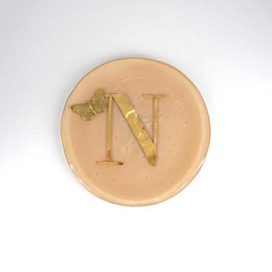Piatto lettera e charm N CHAMPAGNE