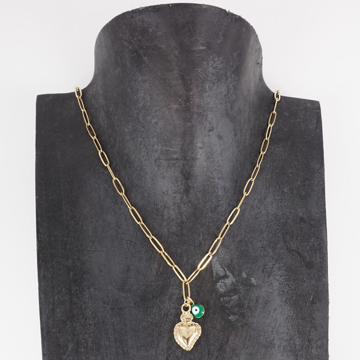 COLLANA CATENA CON EX VOTO ORO E OCCHIETTO