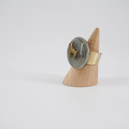 Anello charm CANE GRIGIO MARMO ANELLO CHARM CANE GRIGIO MARMO VETRO FUSO 