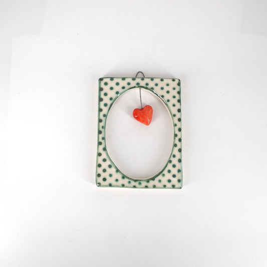 ROSSO RAMINA CORNICE S RETT.CUORE ROSSO POIS VERDE