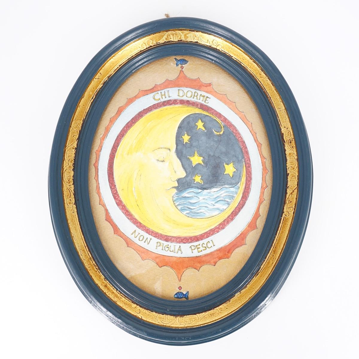 Quadretto CHI DORME NON PIGLIA PESCI BLU E ORO CHI DORME NON PIGLIA CORNICE BLU ORO BIG  CATERINA BERTA 