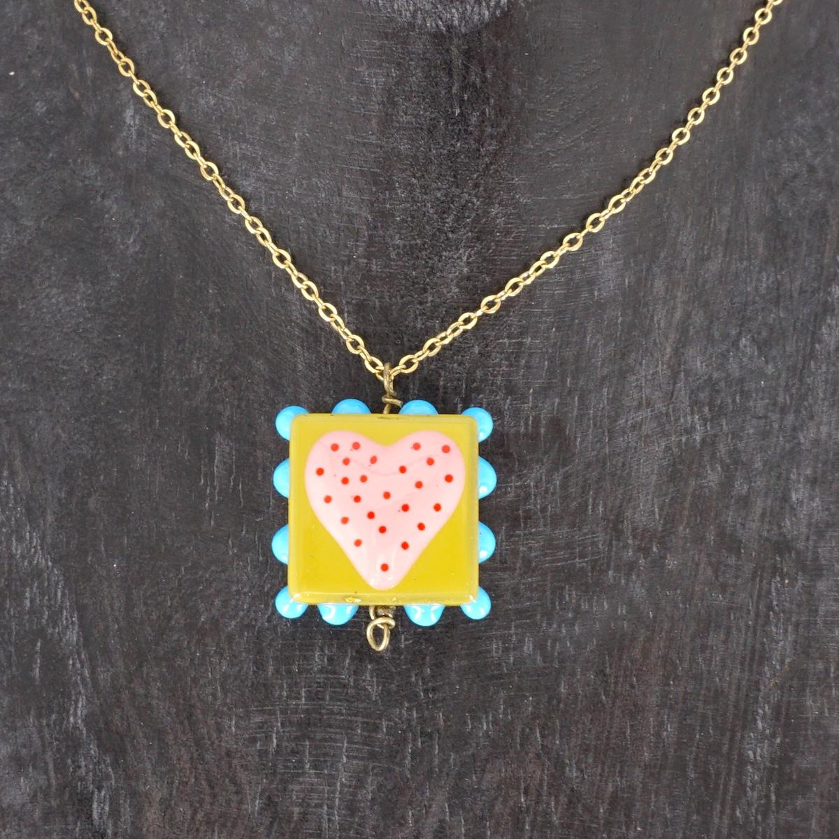 Collana vetro CUORE VERDE COLLANA CHARM VETRO CUORE VERDE SVEVA 