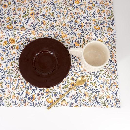 YELLOW and BLUE FLORAL deco placemat