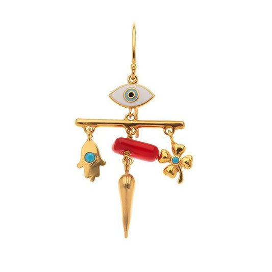 Single earring EYE AND BAR PENDANTS